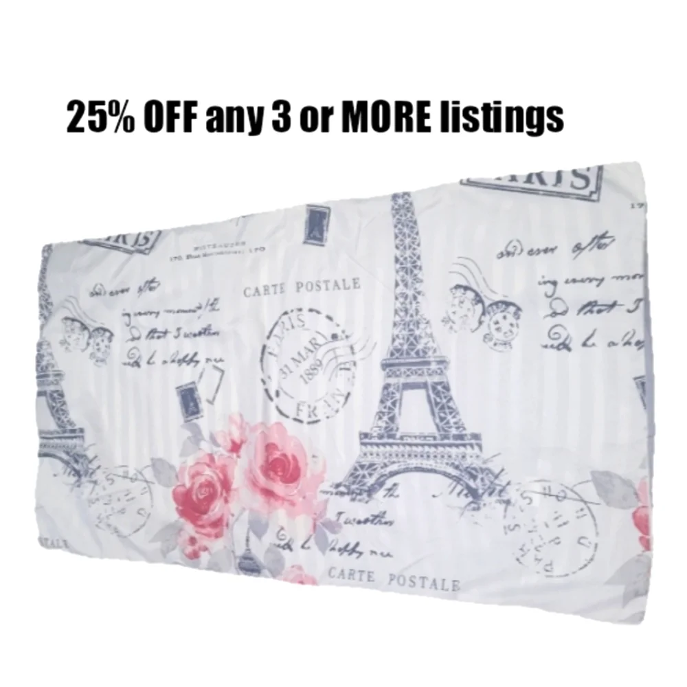 King Pillowcase Paris Graphic Print Pattern Bedding Decor Stripe Eiffel Tower